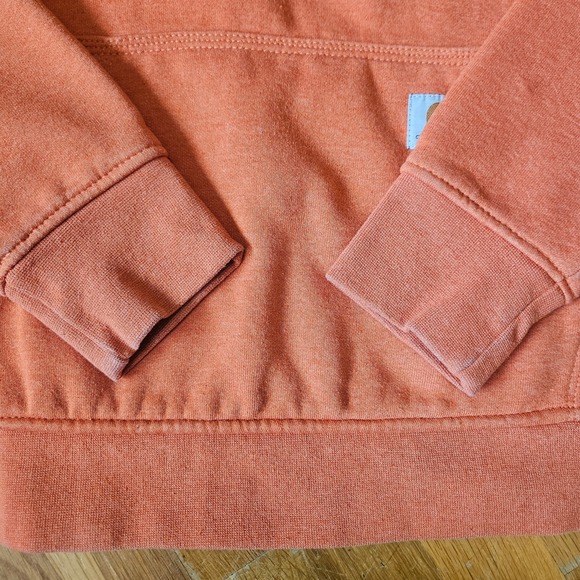 Carhartt Sweatshirt Womens L Orange Fleece Hoodie Relaxed Fit Workwear Cozy - Picture 12 of 13